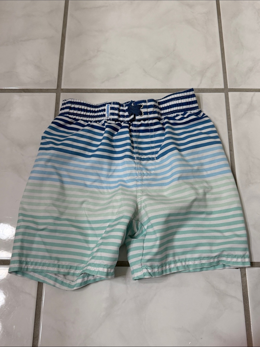 Kids Striped Blue & Green Swim Shorts